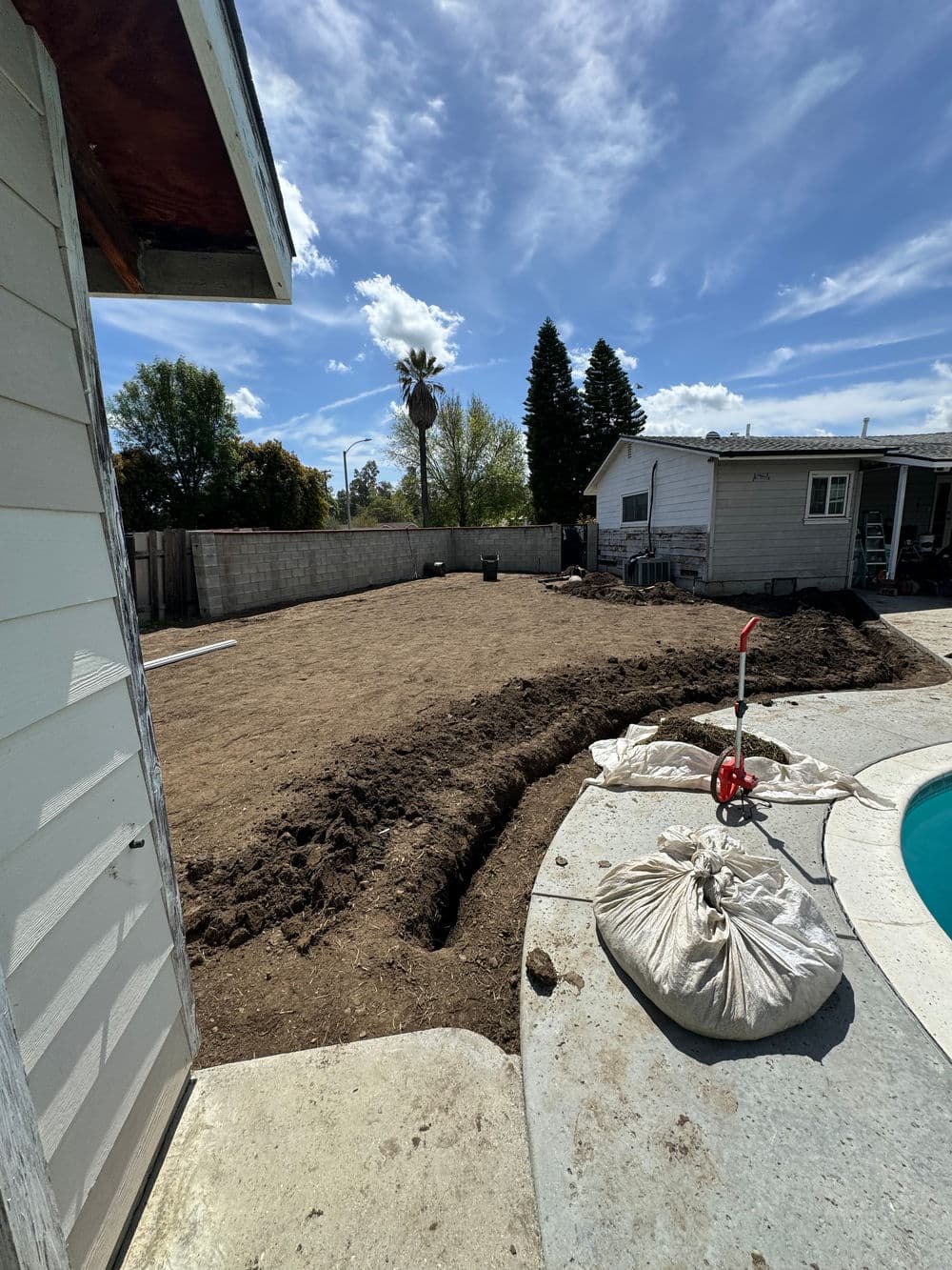 Gallery photos for Residential Backyard Lawn Installation in Chino, CA: Image #1